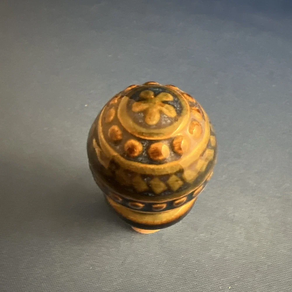 Set of 3 Vintage Ceramic/Porcelain Bottle Stoppers Blue And Sand Colors
